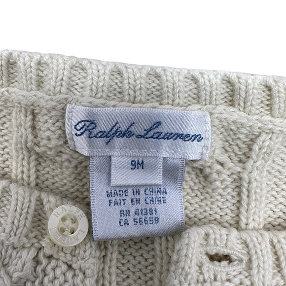 Ralph Lauren Baby Cream Button Front Cardigan Size 9 Months - Picture 5 of 10